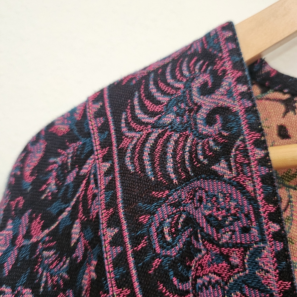 Bohemian Embroidered Kimono Paisley Open Cardigan S/M - Picture 9 of 16